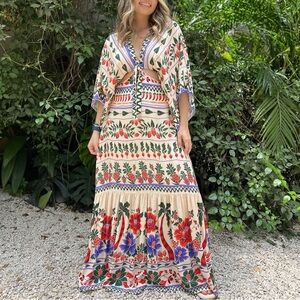 FARM Rio Cream Floral Maxi Dress Size M